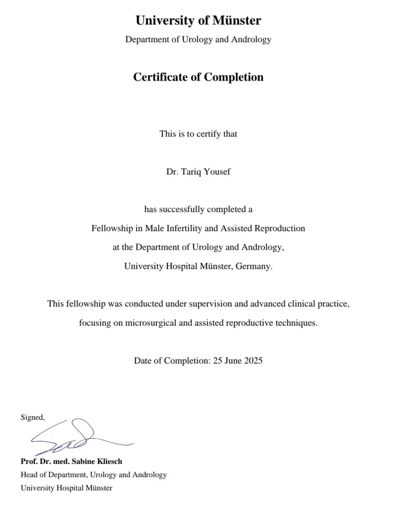 شهادة اختصاص الدكتور طارق يوسف المانيا